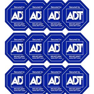 ADT Blue and White Security Decals - 12 Pack x 3